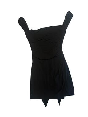 Tiger Mist Black Ruched Tie-Back Mini Dress